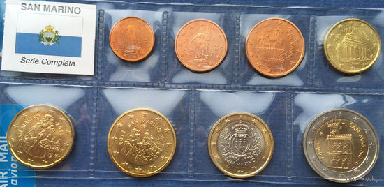 Сан-Марино 1, 2, 5, 10, 20, 50 евроцентов, 1, 2 евро 2004-2015