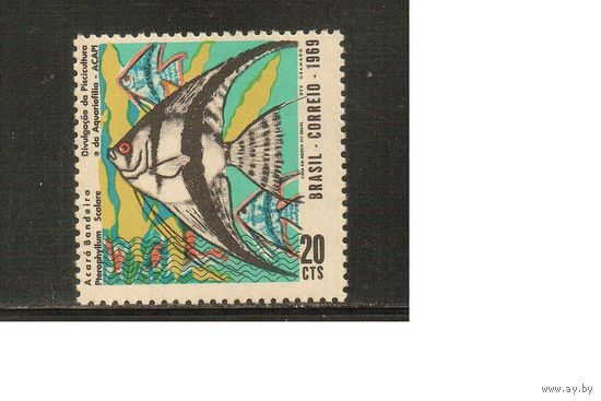 Бразилия-1969(Мих.1216) , **  , Морская  Фауна, Рыбы  (одиночка)