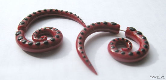 Серьги - лже-плаги (лже-растяжки) ручной работы