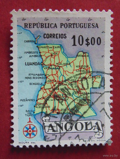 Португальская Ангола 1955 г. Карта.