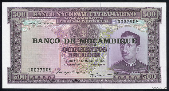 MOZAMBIQUE/Мозамбик_500 Escudos_nd (1976-old 22.03.1967)_Pick#118_UNC