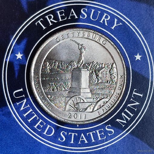 США 25 центов 2011 (Р). Национальный парк Геттисберг.