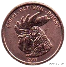 КНЯЖЕСТВО МОНАКО. 1 ЕВРОЦЕНТ 2011. ФАУНА. ПЕТУХ. ПРОБА. ПАТТЕРН. UNUSUAL