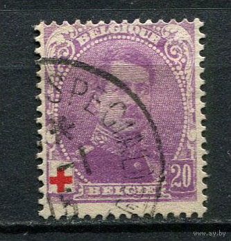 Бельгия - 1914 - Король Альберт I 20С+20С.  Красный Крест - [Mi.109] - 1 марка. Гашеная.  (LOT Du4)