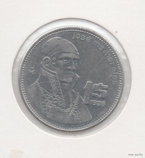 МЕКСИКАНСКИЕ СОЕДИНЁННЫЕ ШТАТЫ. 1 ПЕСО 1986 UNC. В ХОЛДЕРЕ