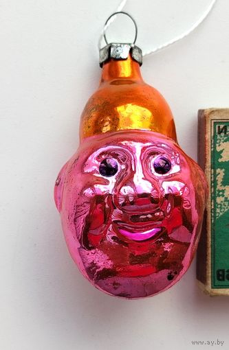Ёлочная игрушка. Голова клоуна. Н-59.