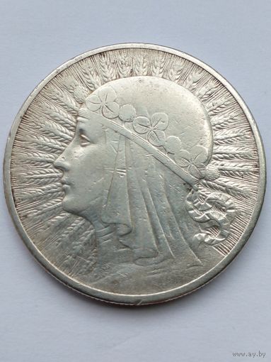 Польша 10 злотых 1932 г.без знака МД,хорошая.