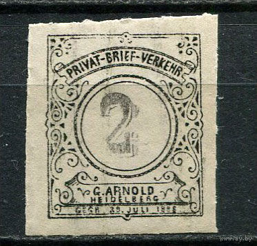 Германия - Гейдельберг - Местные марки - 1890 - Цифры 2Pf - [Mi.109] - 1 марка. MNH.  (Лот 90Ct)