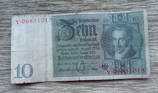 Werty71 Германия 10 марок 1924 1929 банкнота