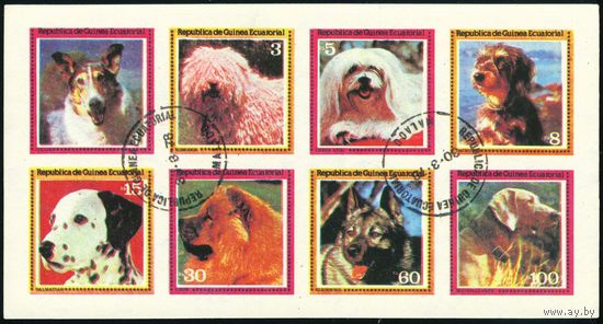 Собаки Экваториальная Гвинея 1978 год блок из 8 беззубцовых марок