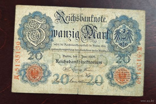 1907 год Германия 20 марок