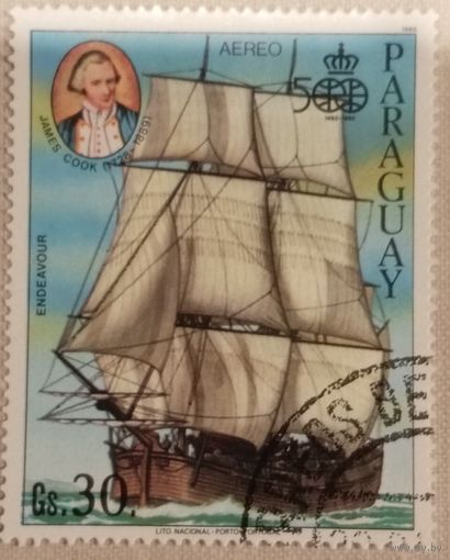 Парагвай 1985. Великие исследователи. Джеймс Кук. Марка из серии