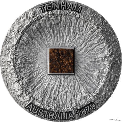 Камерун 2000 франков 2022г. "Метеорит Тенхэм. Координаты". Монета в капсуле; тематическом подарочном футляре; номерной сертификат; коробка. СЕРЕБРО 50гр..