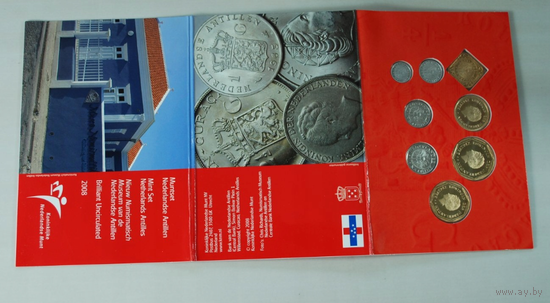 Антильские острова (Антилы), годовой набор 8 монет (Нидерланды/Голландия) 2008 год, 1+5+10+25+50 центов 1+2,5+5 гульденов, Proof.