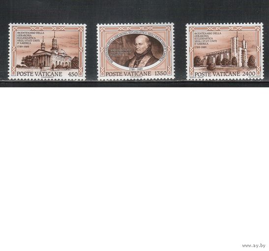 Ватикан-1989,(Мих.993-995)  **   , Католицизм в Америке(полная серия)