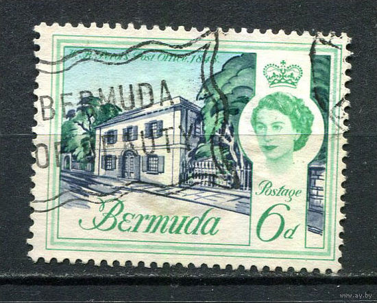 Британские колонии - Бермуды - 1962/1969 - Королева Елизавета II и архитектура 6Р - [Mi.167] - 1 марка. Гашеная.  (Лот 15HC)-T4P52