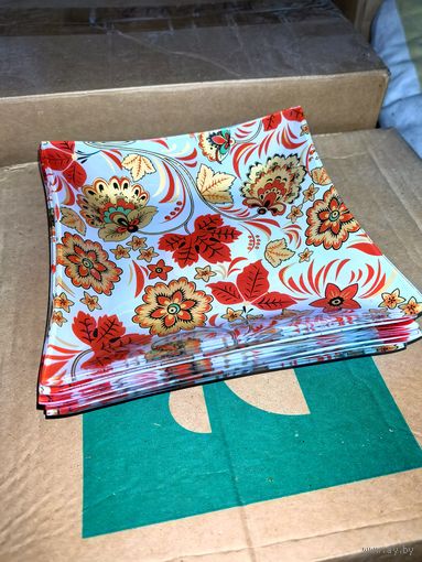 Тарелки квадратные с узорами, 20 х 20 см