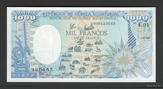 Экваториальная Гвинея 1000 франков 1985 года. Тип Р-21. Состояние UNC!
