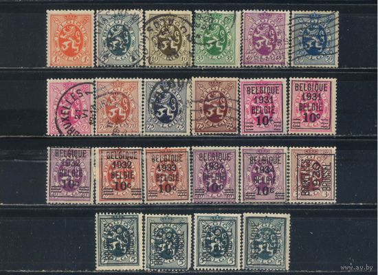 Бельгия Кор 1929-34 Герб Стандарт Надп Предварительное гашение #254,256-7,260-1,278-9,299-301,322-4,374-5,255VII,256VII