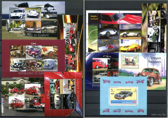 Автомобили - 10 блоков, малых листов - MNH, у 1 малого листа слегка помят уголок. #O-W-122-E-1