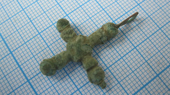 Крестик старинный, нательный. Бронза, литье.