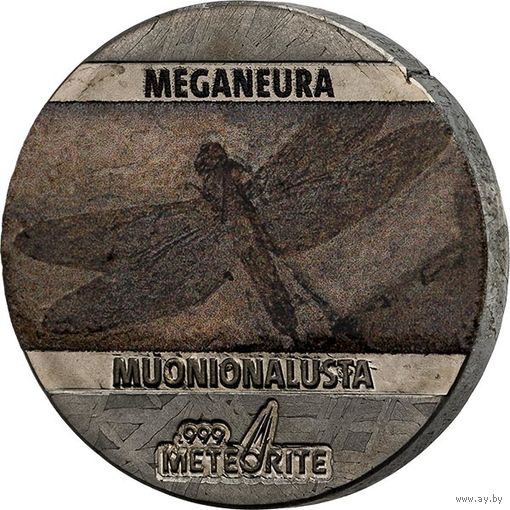 Ниуэ 5 центов 2021г. "Динозавры на метеорите: Меганевра". Монета в капсуле; сертификат. МЕТЕОРИТ - Muonionalusta. 5 гр.