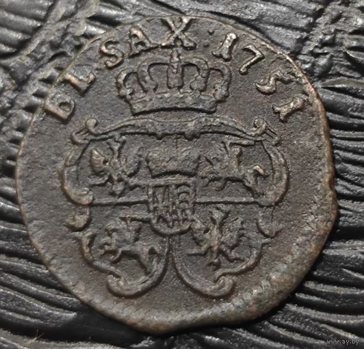 1 солид, 1751 года. Август III. Редкий сохран