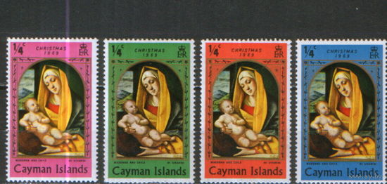 4 марки из серии 1969г. Каймановы Острова "Рождество. Альвизе Виварини "Мадонна с Младенцем" MNH