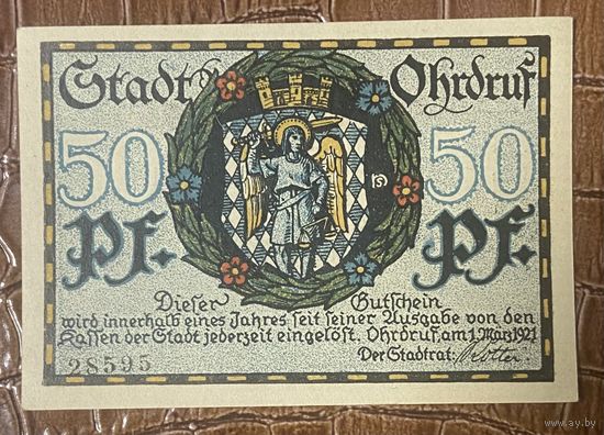 Нотгельд 50 пфеннигов 1921 год. Ордруф. Веймарская республика