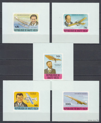 Авиация. Летчики и самолеты. Верхняя Вольта. 1978. 5 люкс-блоков б/з. Michel N 706-710.