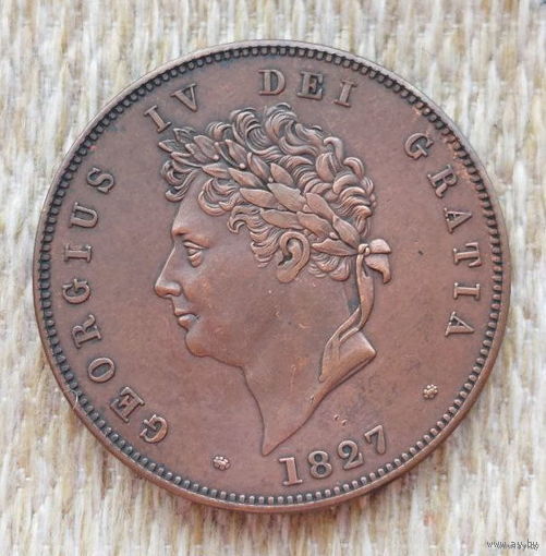 Великобритании 1 пенни 1827 года. Король Георгий IV. Британия. Предложи свою цену или обмен!