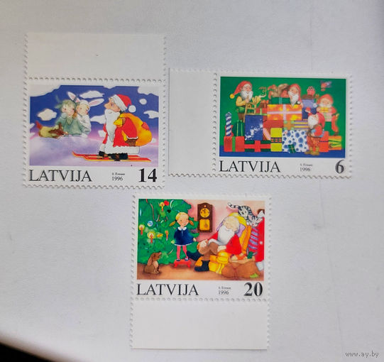 Латвия 1996. Новый год. Рождество (3 марки из серии)