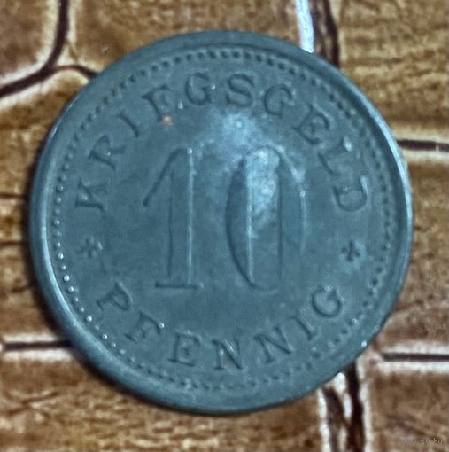 Монета 10 пфеннигов 1917 год. Бургштайнфурт. Веймарская республика