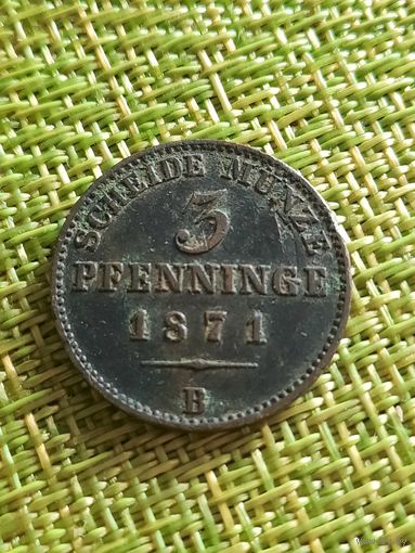 Пруссия 3 пфенниг 1871 г