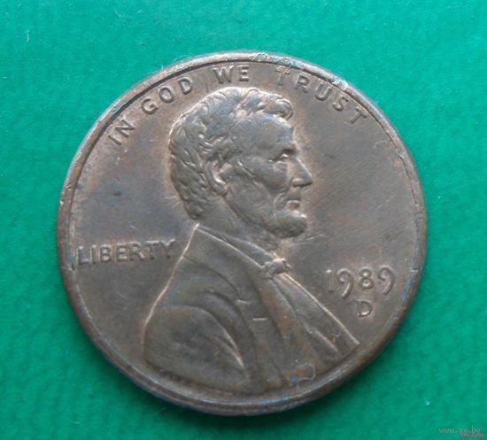 1 цент США 1989 г.в. D