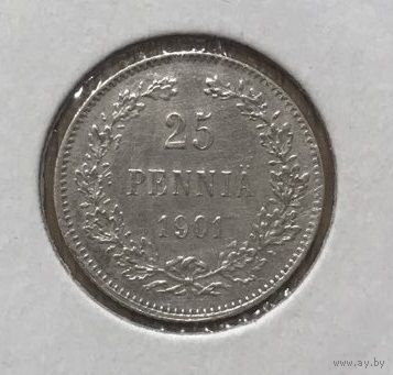 Финляндия 25 пенни  1901 L в холдере