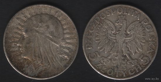 Польша y21 5 злотых 1933 год Ядвига (2) торг