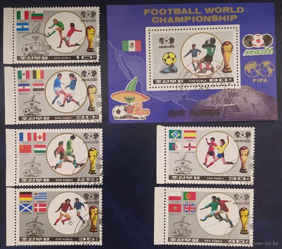 КНДР 1986 блок+6м III Mexico 86.