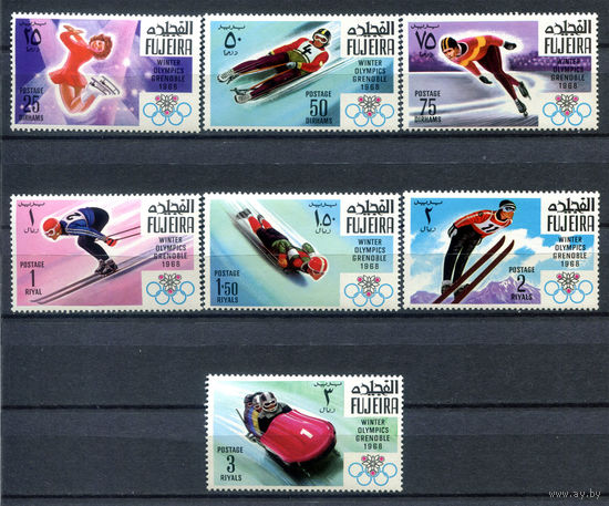 Фуджейра - 1968г. - Зимние Олимпийские игры - полная серия, MNH, 2 марки с небольшими смятостями, 1 с незначительным дефектом клея [Mi 214-220] - 7 марок