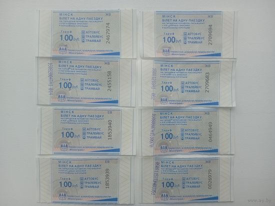 Билет на одну поездку. г. Минск. ЕВ,ЖВ,МВ,НВ