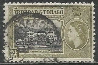 Тринидад и Тобаго. Королева Елизавета II. Дом Правительства. 1953г. Mi#163.