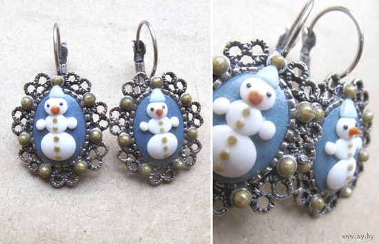 Серьги "Снеговички"
