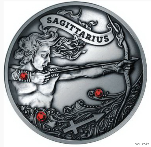 Беларусь,20 рублей, Стрелец, 2013г. Зодиакальный гороскоп. Серебро