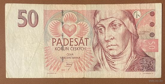 Банкнота 50 крон 1997 год. Чехия Святая Агнесса Чешская
