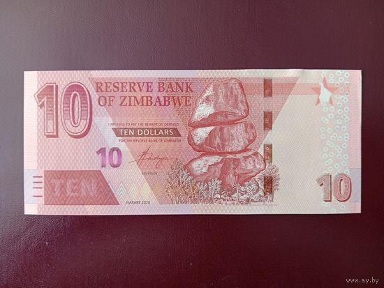 Зимбабве 10 долларов 2020 UNC