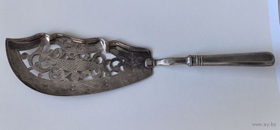 Нож-лопатка для рыбы. Серебро 84 проба. 1864 год. 82.5 гр.