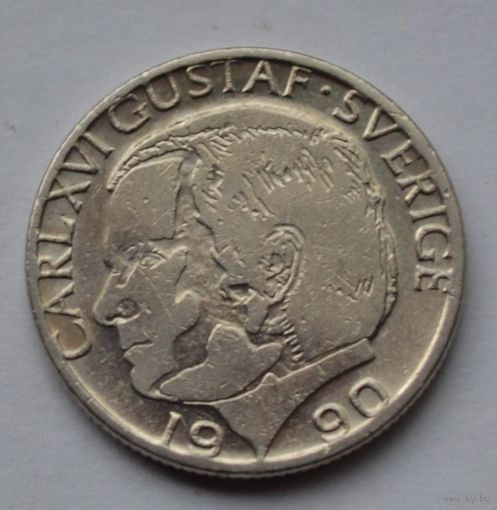 Швеция, 1 крона 1990 г.