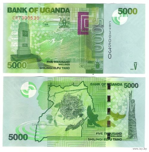 Уганда 5000 шиллингов 2021 год UNC
