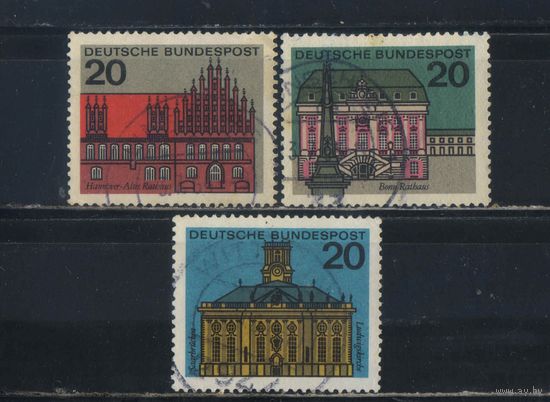 Германия ФРГ 1964 Столицы земель Ганновер Бонн Саарбрюккен #416-7,424,427