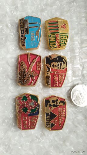 Значки СССР город Чита, серия, 6 шт.